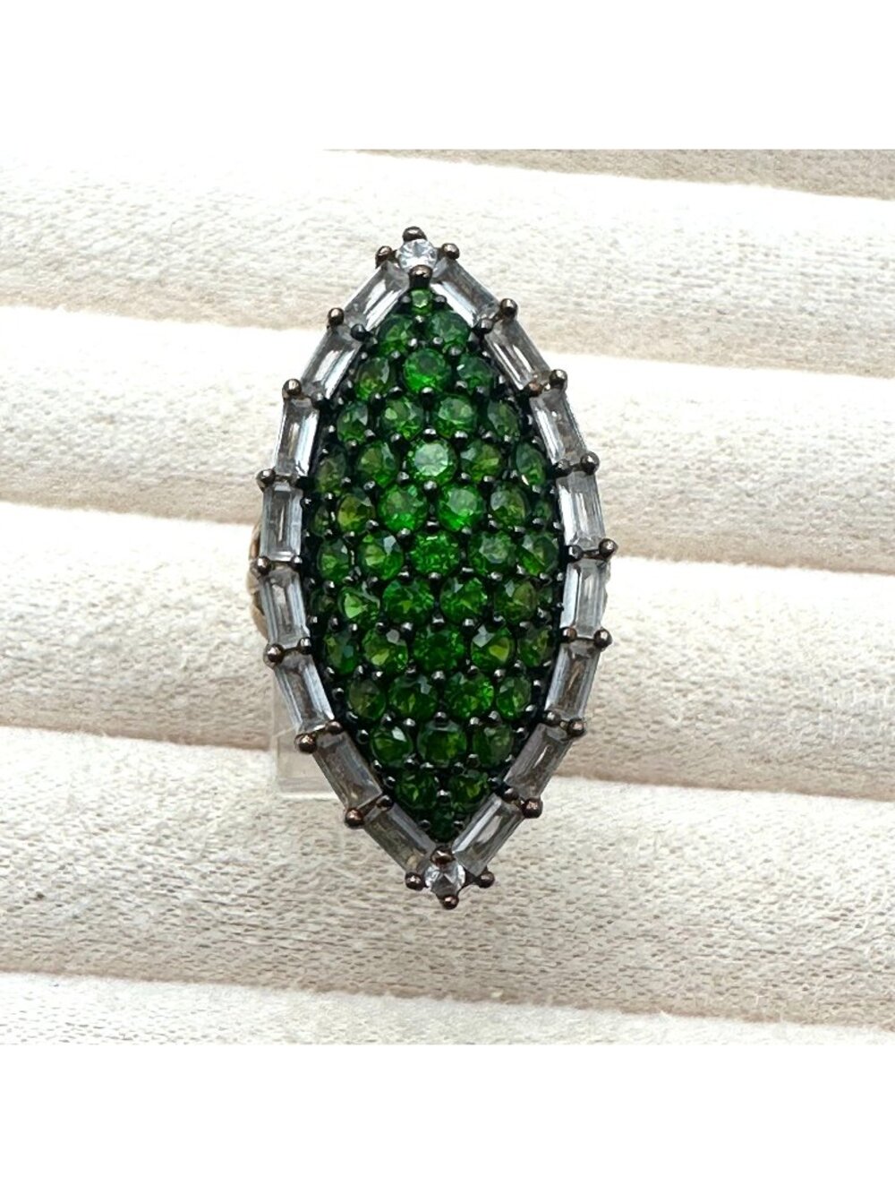 Siberian Emerald Chrome Diopside Sterling Silver Ring Size 7 Signed HT